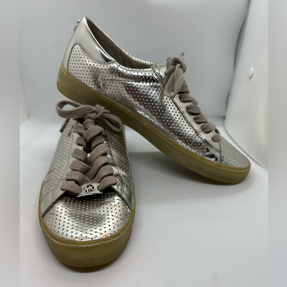 Michael Kors silver sneakers. Size 9.